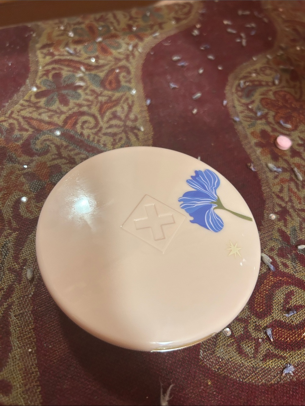 Dosey Compact Pill/Vitamin Case in Blush Pink with Gold Interior